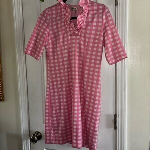 Tyler Boe Pink Sheath Dress with Collar and 3/4 Sleeves for Casual Wear